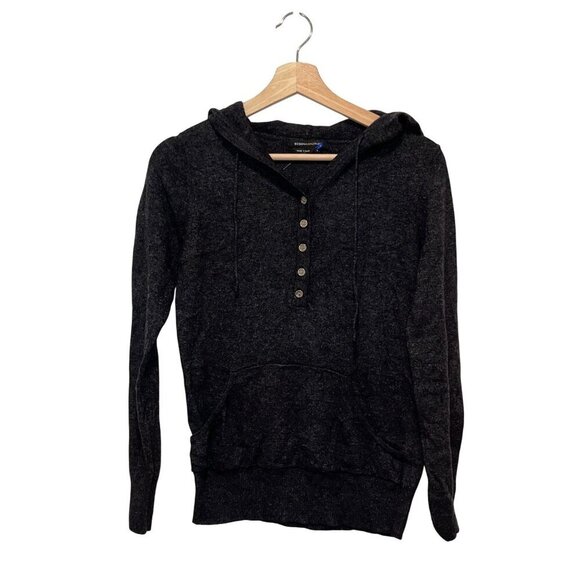 BCBGMaxAzria Gray Cashmere Long Sleeve Button-Front Hoodie Sweater Women's  Larg - Picture 1 of 8